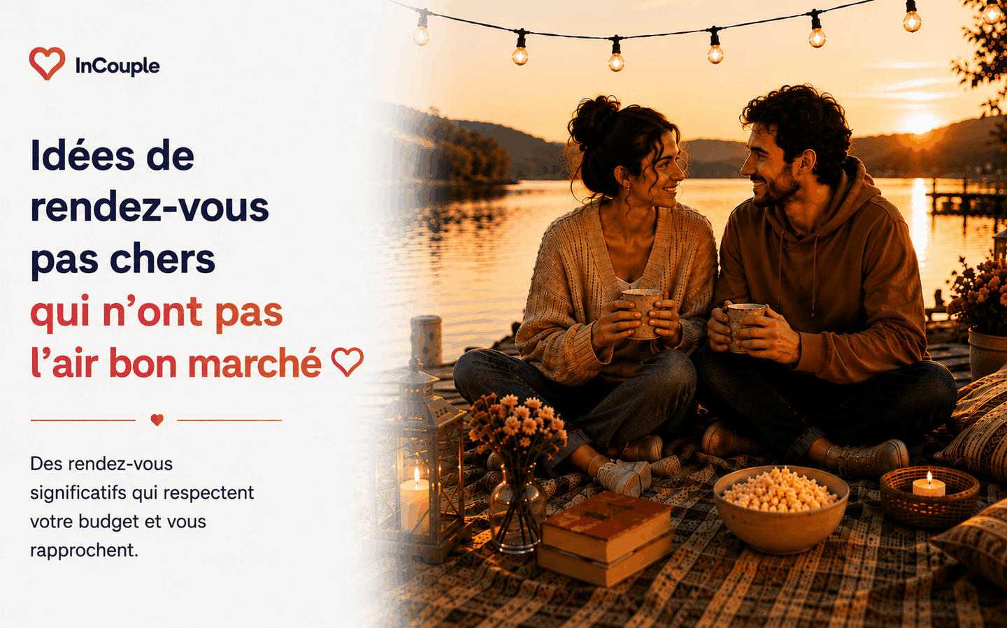 Couple profitant d’un rendez-vous chaleureux et attentionné à la maison avec un petit budget