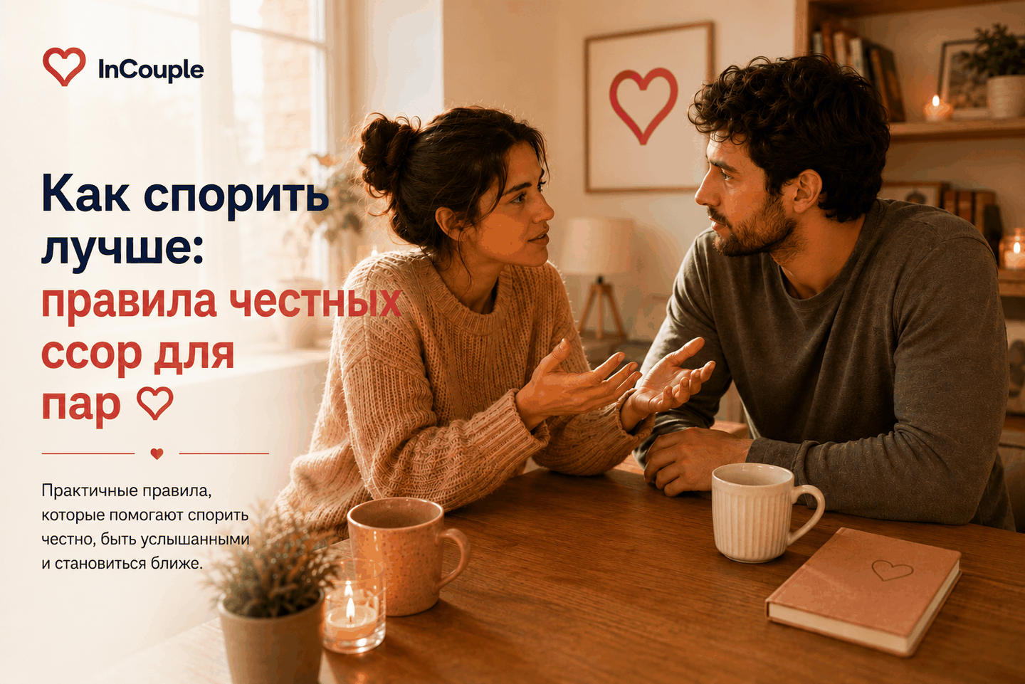 Пара спокойно и уважительно обсуждает разногласие