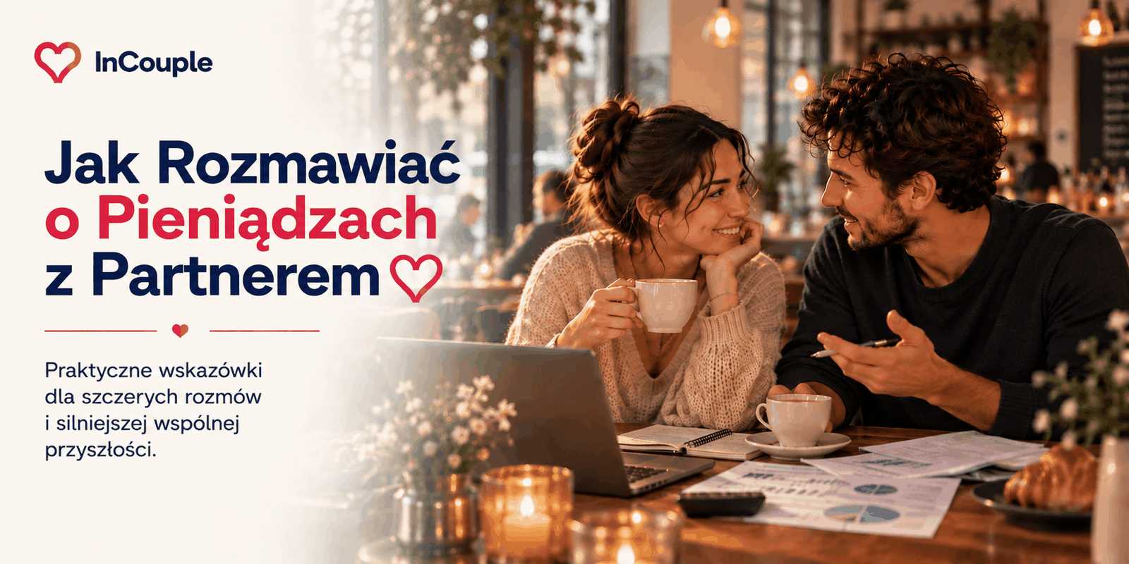 Para spokojnie rozmawia o pieniądzach przy kuchennym stole